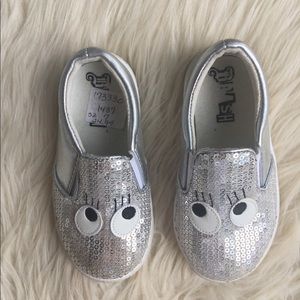 Toddler Girls Sequin Silver Sneakers Sz 7